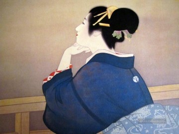 上村松園 Uemura Shōen Werke - Frauen warten auf den Mond, um Uemura Shoen Bijin ga schöne Frauen zu rauen